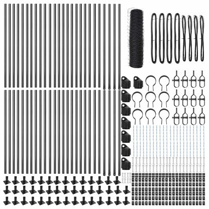 Zaunpfosten Grau 100 x 0,4 m (50 mm Netz) Stahl und PVC