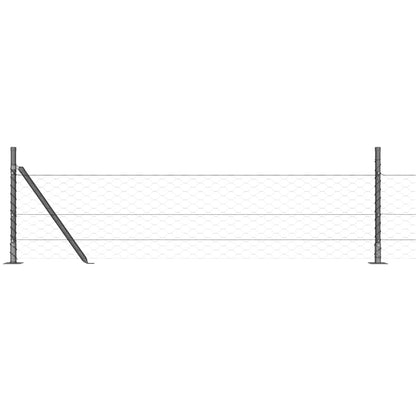 vidaXL Zaunpfosten Grau 100 x 0,5 m (50 mm Maschenweite) Stahl und PVC