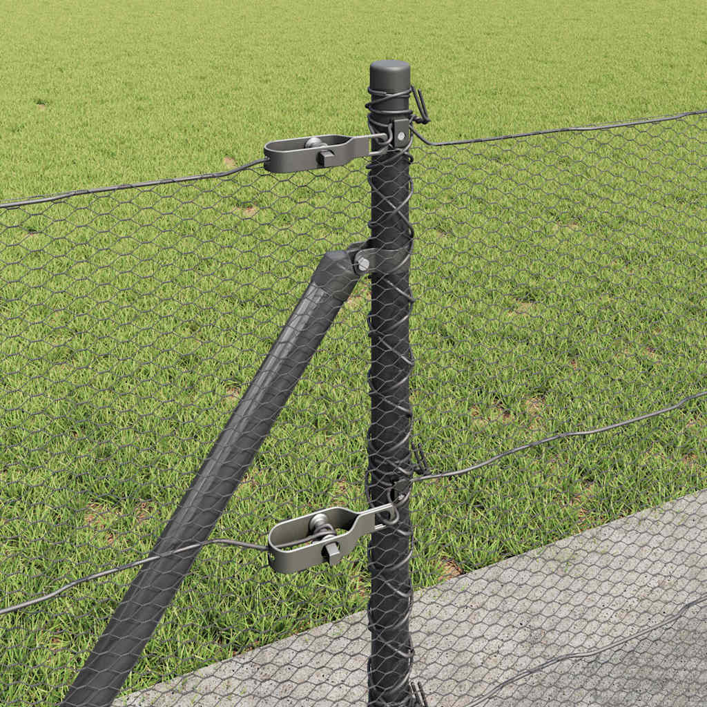 vidaXL Zaunpfosten Grau 100 x 0,6 m (13 mm Maschenweite) Stahl und PVC