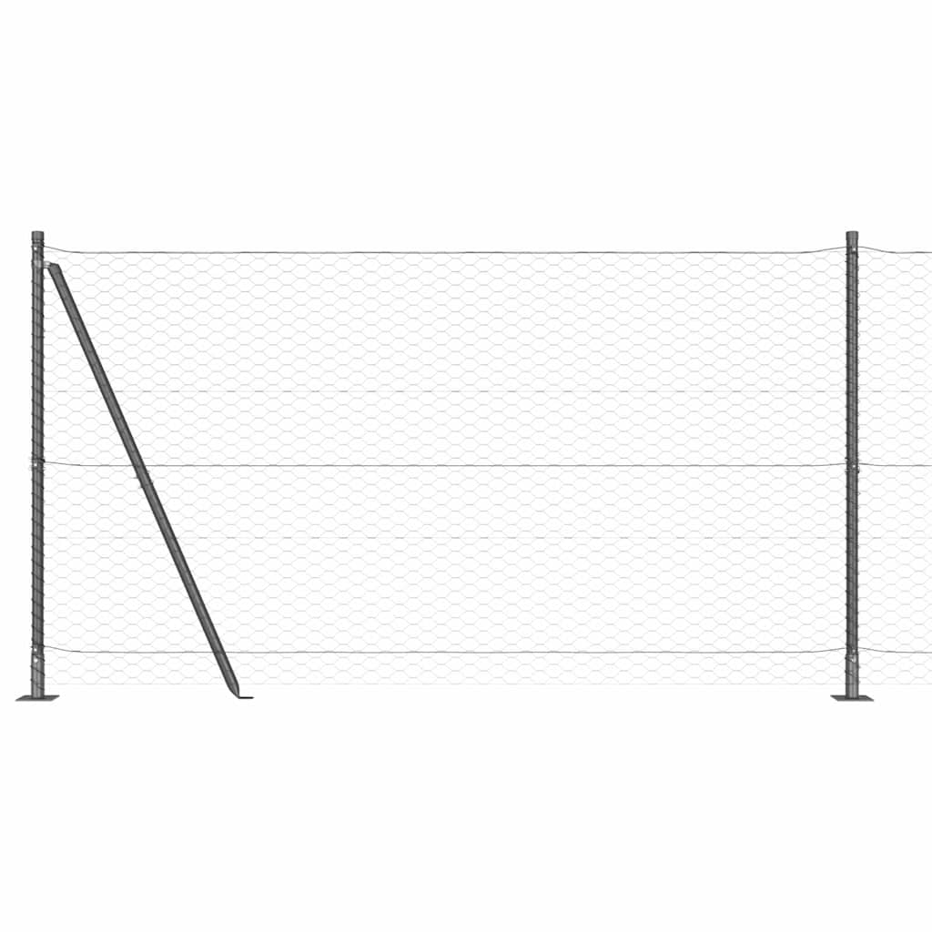 Zaunpfosten Grau 100 x 1,2 m (36 mm Maschen) Stahl und PVC