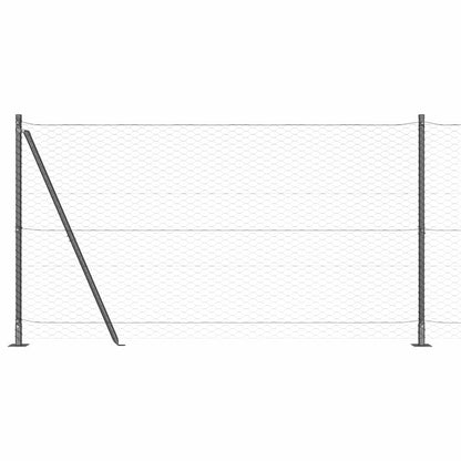 Zaunpfosten Grau 100 x 1,2 m (36 mm Maschen) Stahl und PVC