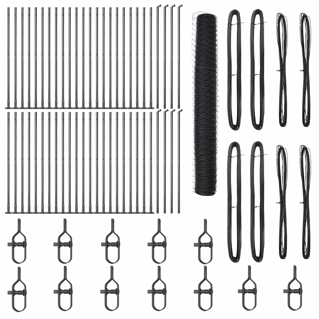 Zaunpfosten Grau 100 x 1,2 m (36 mm Maschen) Stahl und PVC