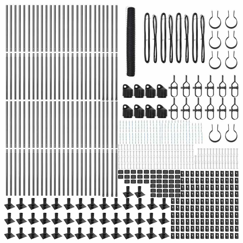 Zaunpfosten Grau 100 x 1,2 m (36 mm Maschen) Stahl und PVC
