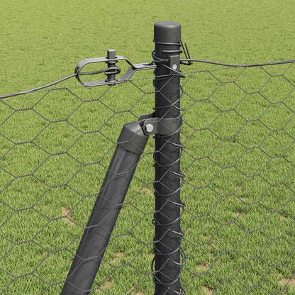 vidaXL Zaunpfosten Grau 100 x 1,6 m (36 mm Maschen) Stahl und PVC