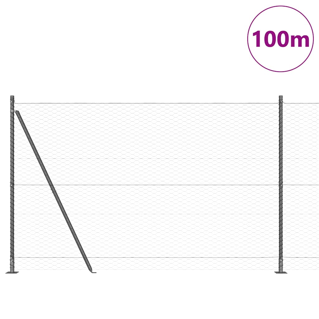 vidaXL Zaunpfosten Grau 100 x 1,6 m (36 mm Maschen) Stahl und PVC