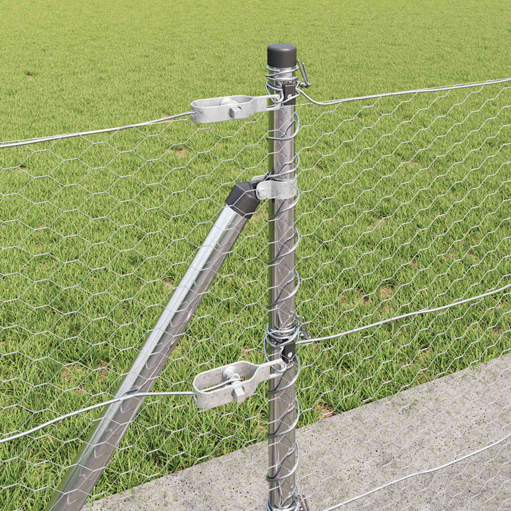 Zaunpfosten Silber 10 x 0,4 m (25 mm Netz) Stahl