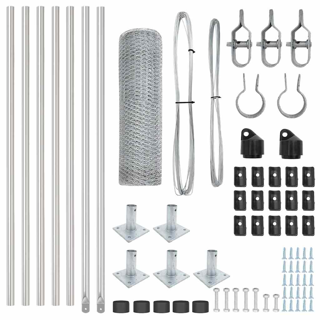 Zaunpfosten Silber 10 x 0,4 m (25 mm Netz) Stahl