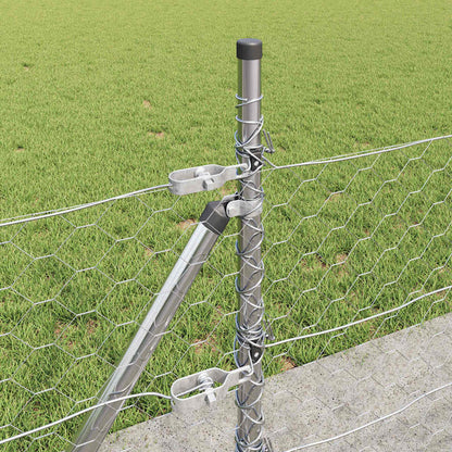 Zaunpfosten Silber 10 x 0,5 m (50 mm Maschen) Stahl