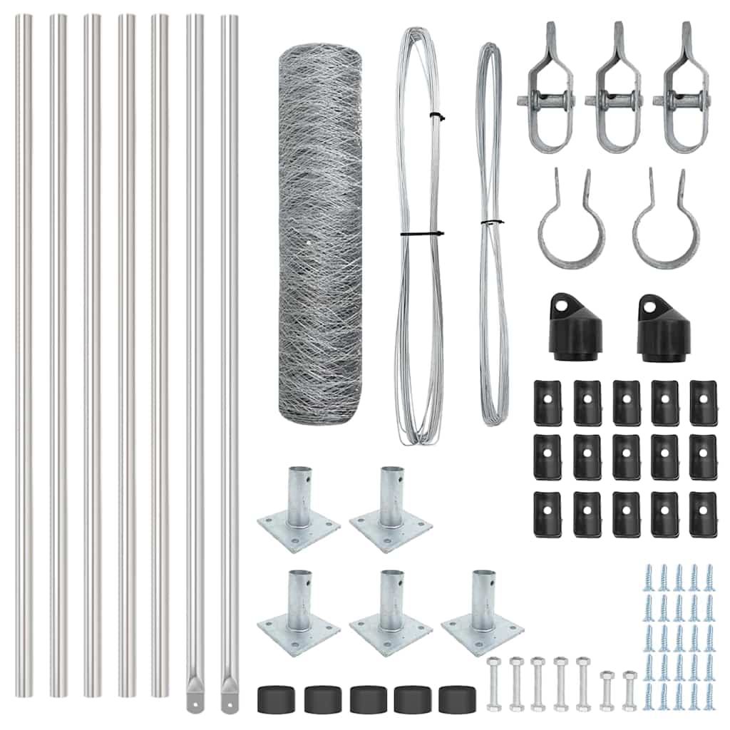 Zaunpfosten Silber 10 x 0,5 m (50 mm Maschen) Stahl