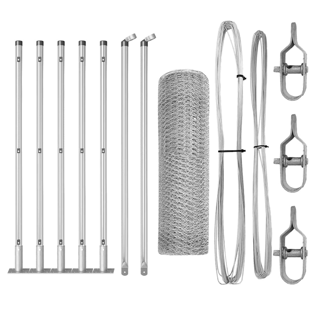vidaXL Zaunpfosten Silber 10 x 0,6 m (13 mm Maschen) Stahl