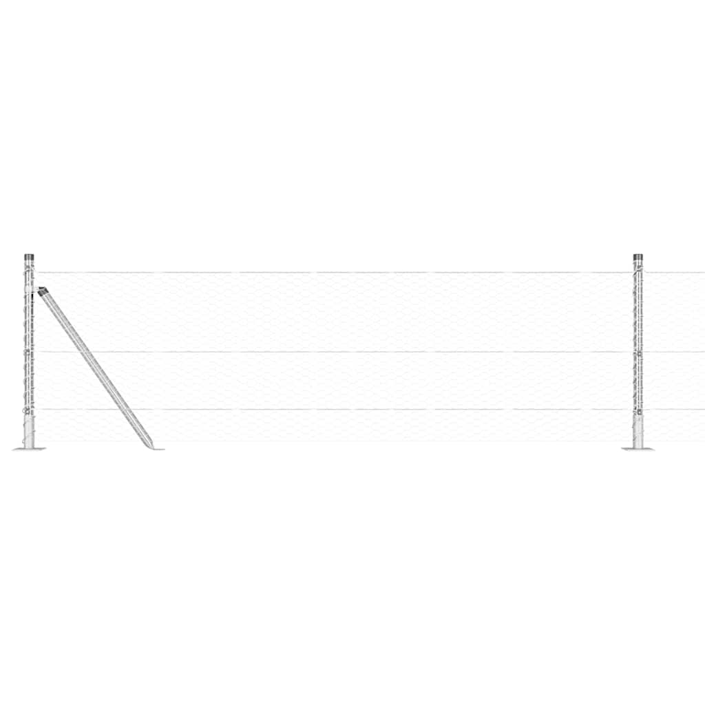 Zaunpfosten Silber 10 x 0,6 m (25 mm Maschen) Stahl