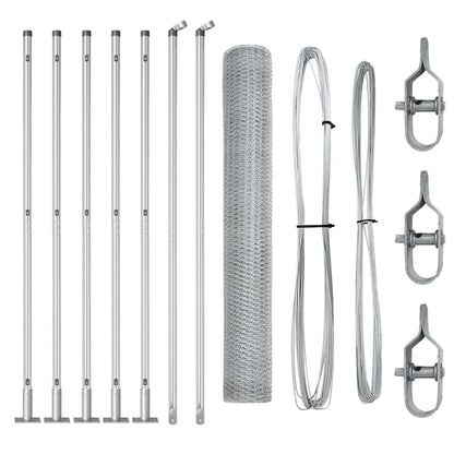 Zaunpfosten Silber 10 x 0,8 m (13 mm Maschen) Stahl