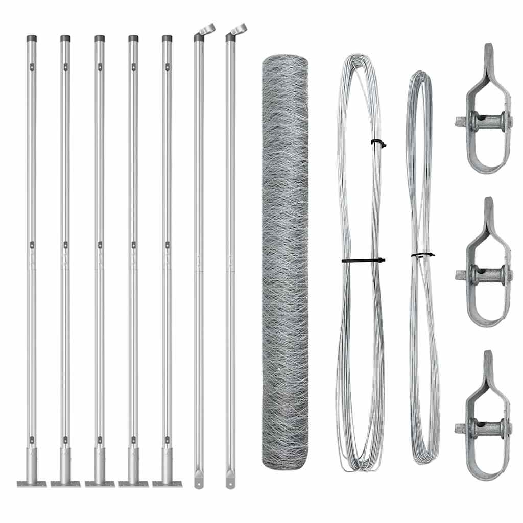 vidaXL Zaunpfosten Silber 10 x 0,8 m (50 mm Masche) Stahl