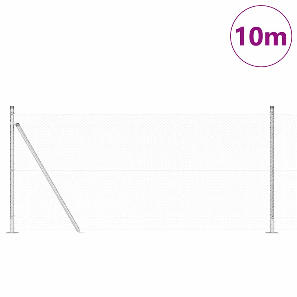 vidaXL Zaunpfosten Silber 10 x 1 m (13 mm Maschen) Stahl