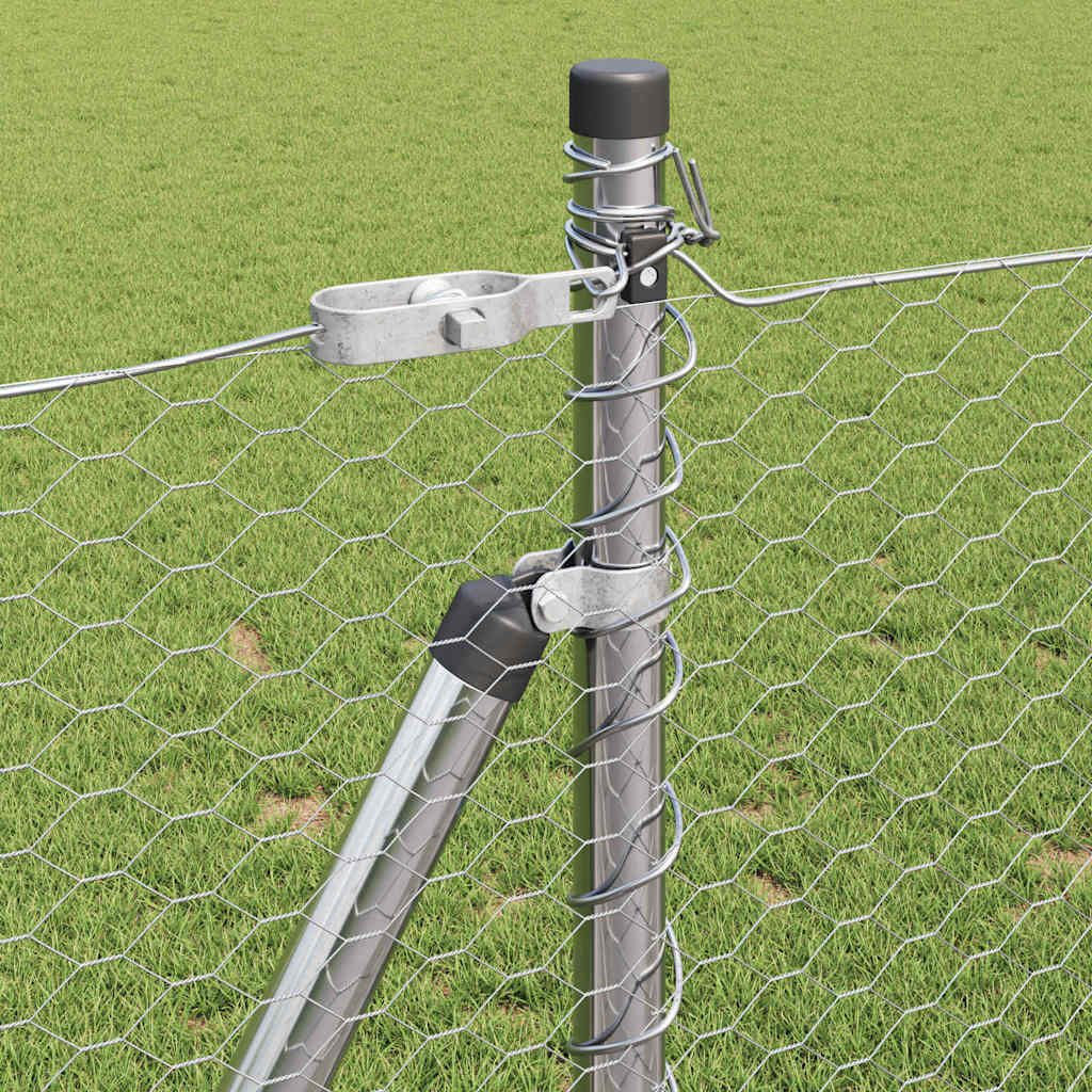 Zaunpfosten Silber 10 x 1 m (25 mm Maschen) Stahl