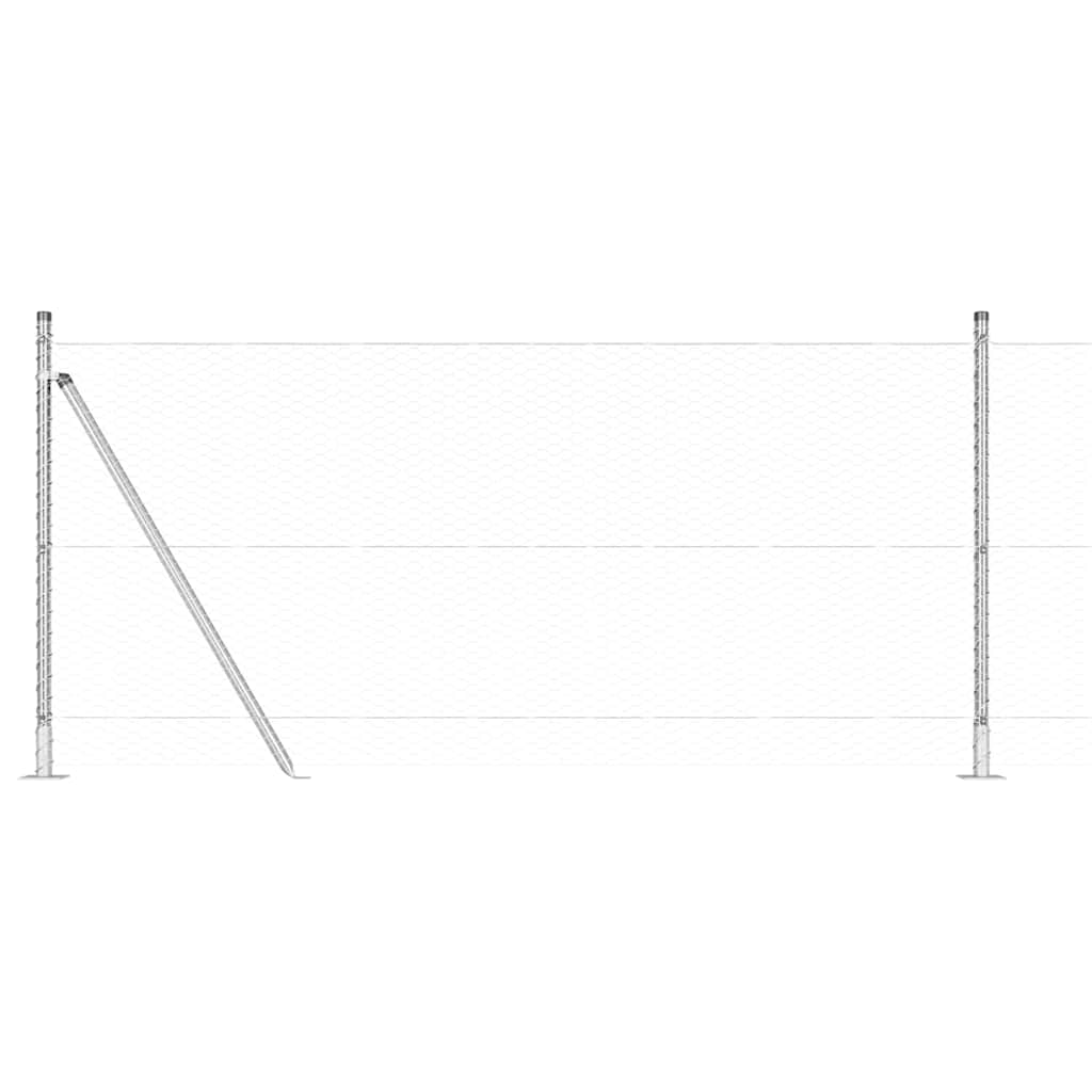 Zaunpfosten Silber 10 x 1 m (25 mm Maschen) Stahl