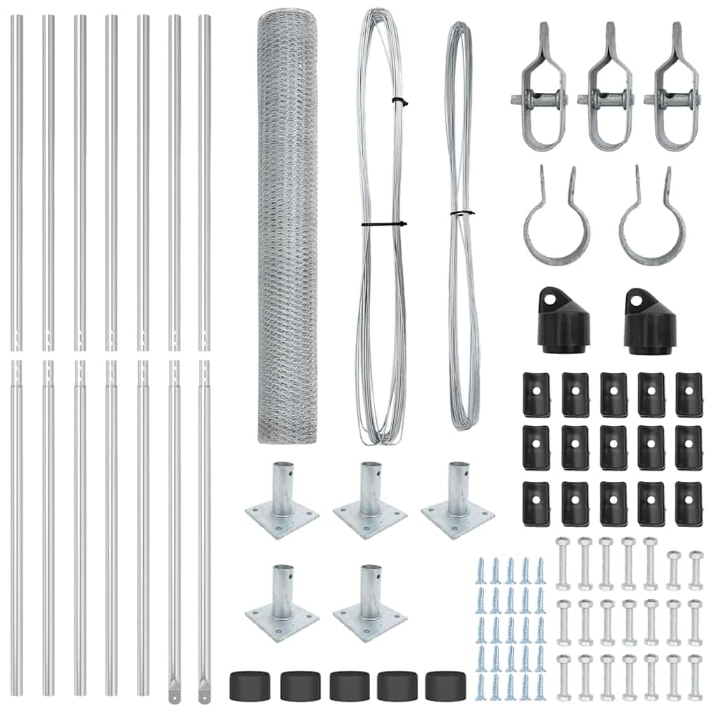 Zaunpfosten Silber 10 x 1 m (25 mm Maschen) Stahl