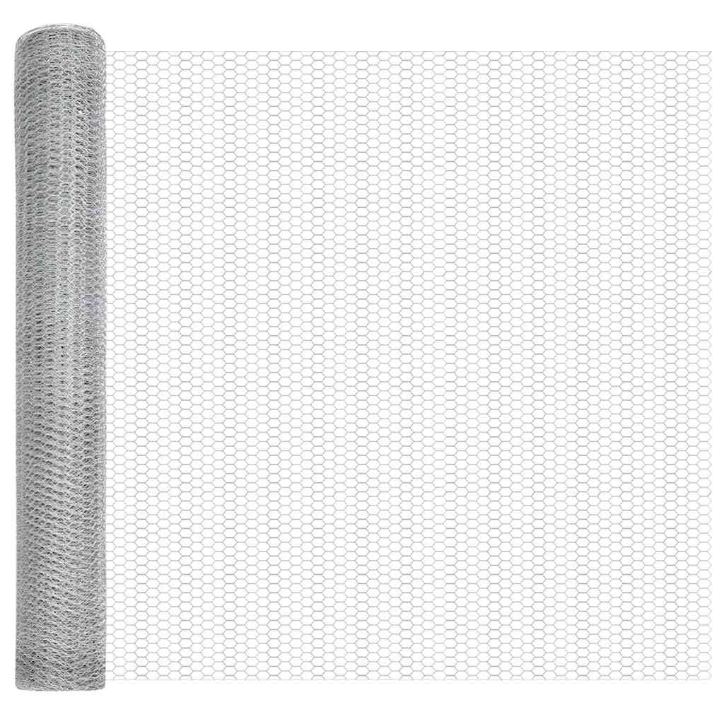 Zaunpfosten Silber 10 x 1 m (25 mm Maschen) Stahl