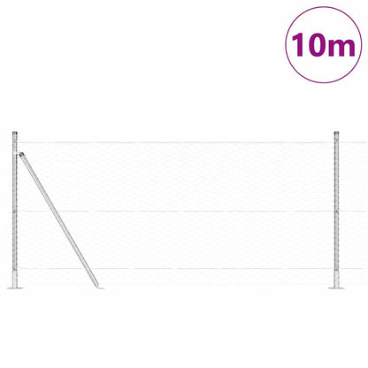 vidaXL Zaunpfosten Silber 10 x 1 m (36 mm Maschen) Stahl