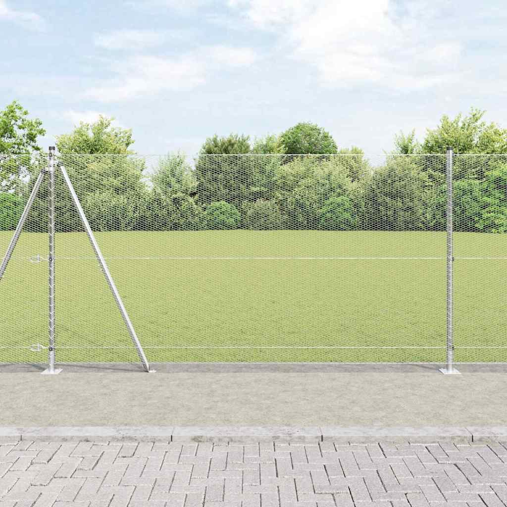vidaXL Zaunpfosten Silber 10 x 1,2 m (13 mm Maschen) Stahl