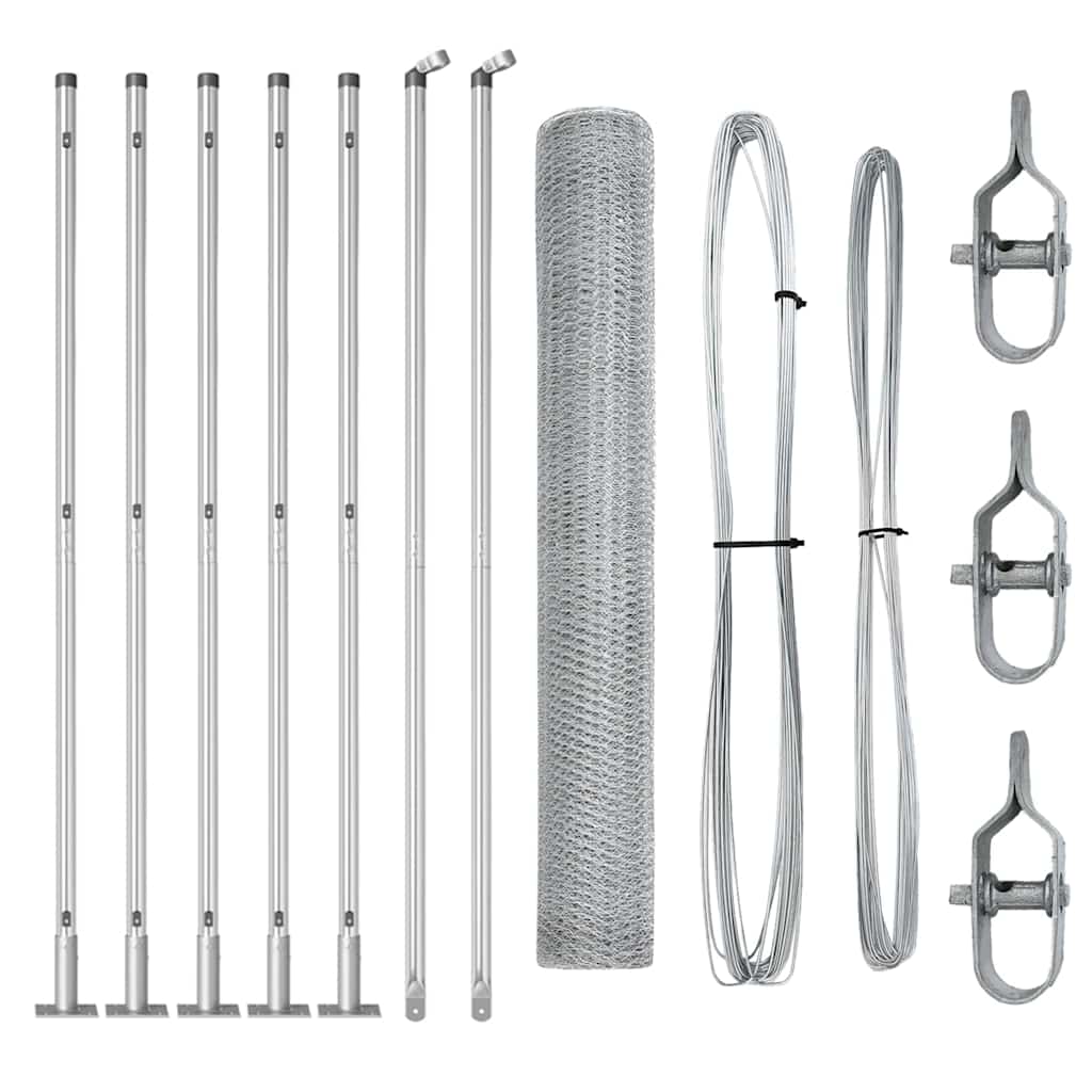 vidaXL Zaunpfosten Silber 10 x 1,2 m (13 mm Maschen) Stahl