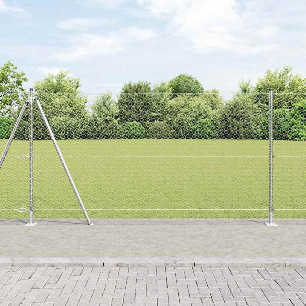 vidaXL Zaunpfosten Silber 10 x 1,2 m (25 mm Maschenweite) Stahl