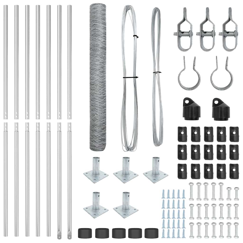 Zaunpfosten Silber 10 x 1,2 m (36 mm Netz) Stahl