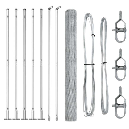 Zaunpfosten Silber 10 x 1,4 m (25 mm Maschen) Stahl