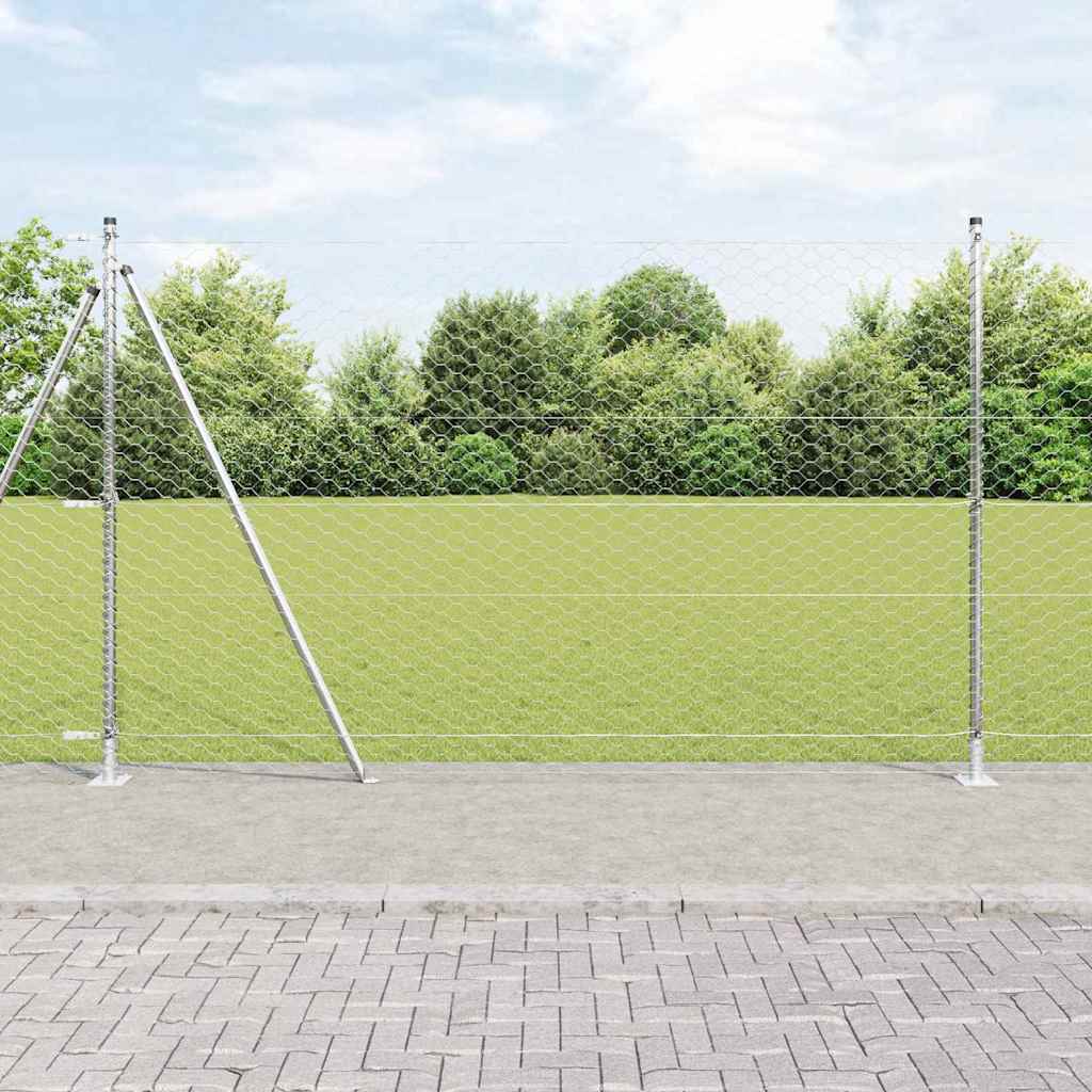 Zaunpfosten Silber 10 x 1,4 m (50 mm Maschen) Stahl