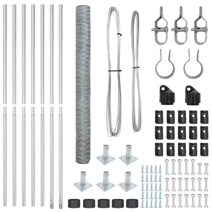 Zaunpfosten Silber 10 x 1,4 m (50 mm Maschen) Stahl