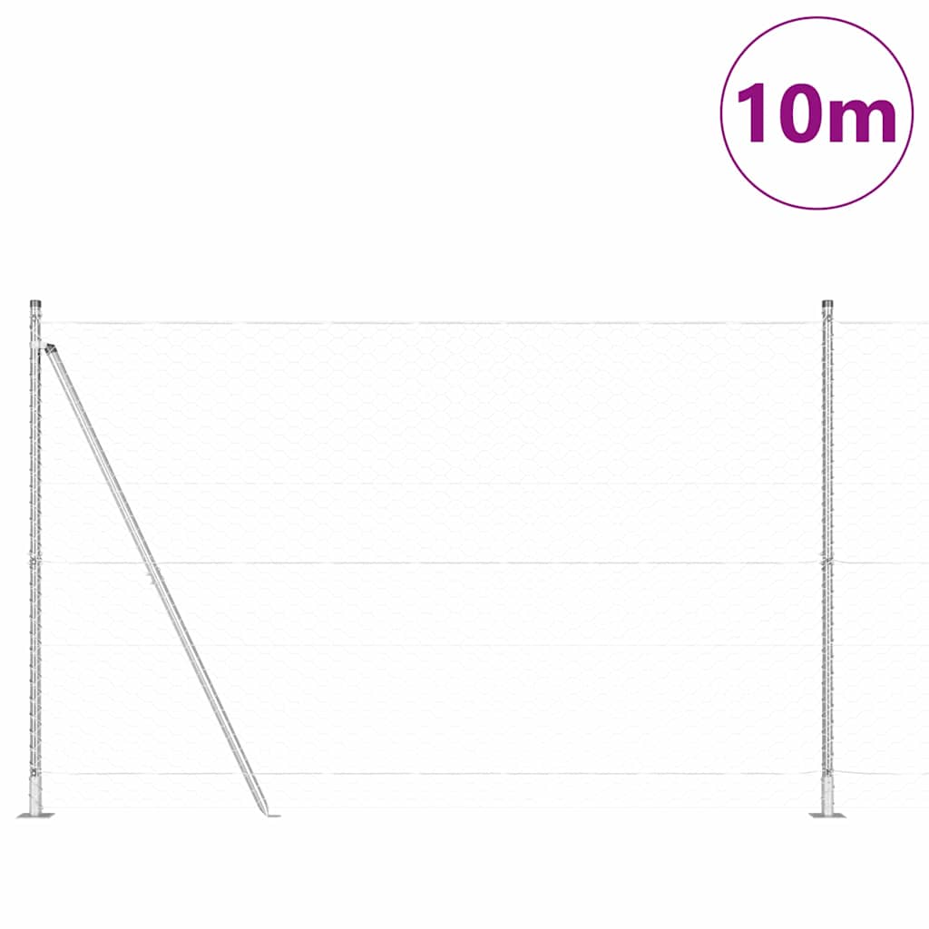 Zaunpfosten Silber 10 x 1,4 m (50 mm Maschen) Stahl