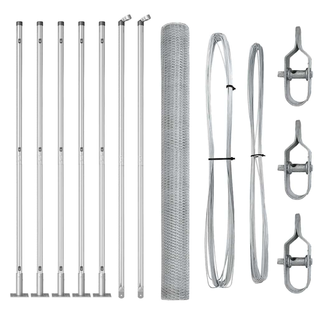 Zaunpfosten Silber 10 x 1,5 m (25 mm Maschen) Stahl