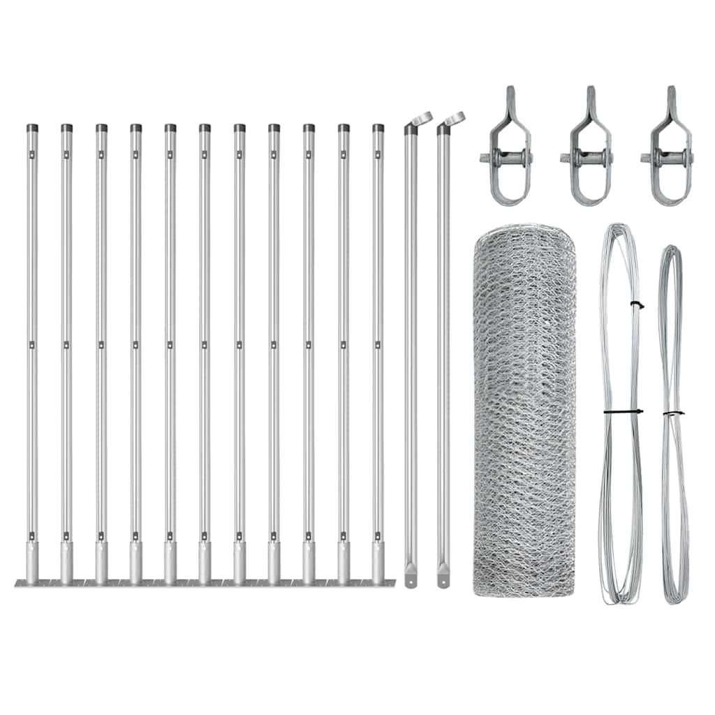 vidaXL Zaunpfosten Silber 25 x 0,4 m (13 mm Maschen) Stahl
