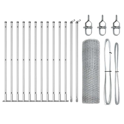 vidaXL Zaunpfosten Silber 25 x 0,4 m (13 mm Maschen) Stahl