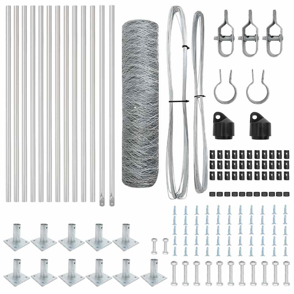 vidaXL Zaunpfosten Silber 25 x 0,4 m (50 mm Mesh) Stahl