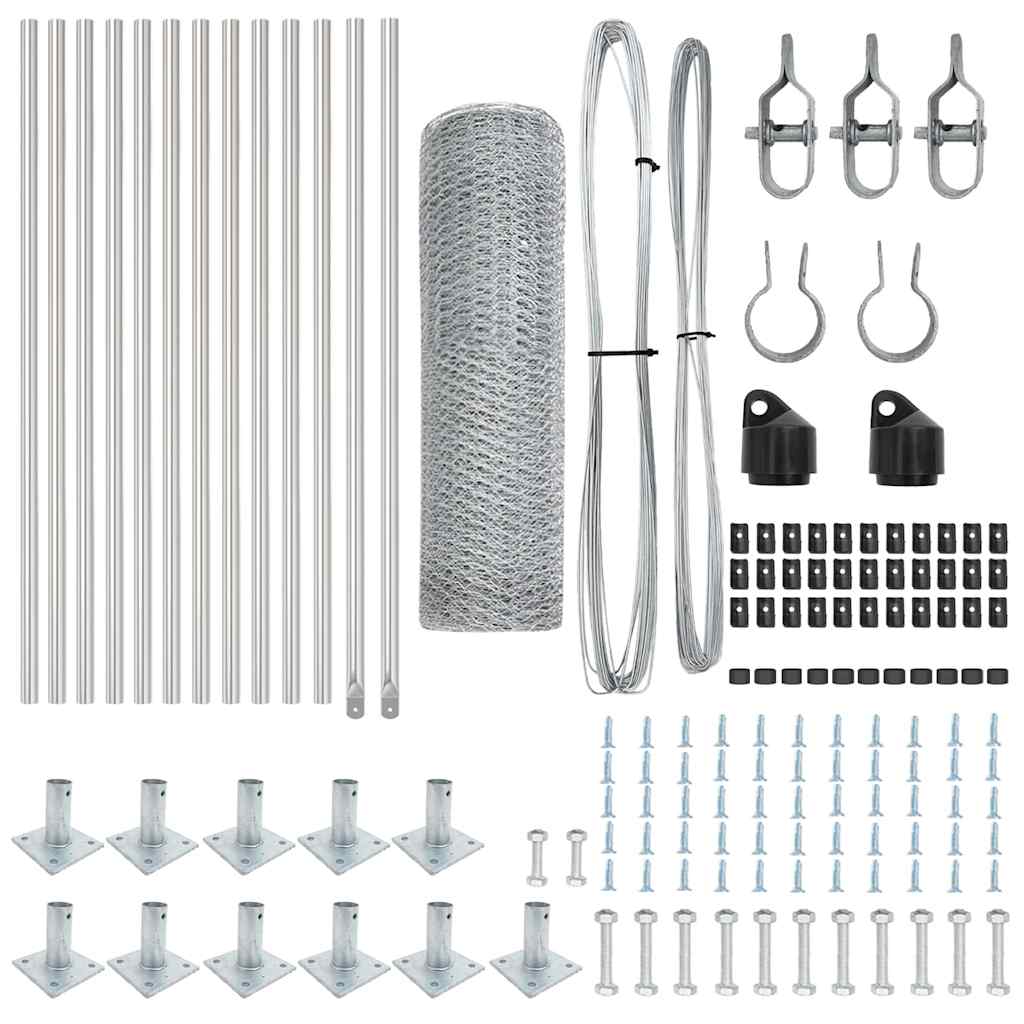 Zaunpfosten Silber 25 x 0,5 m (25 mm Netz) Stahl