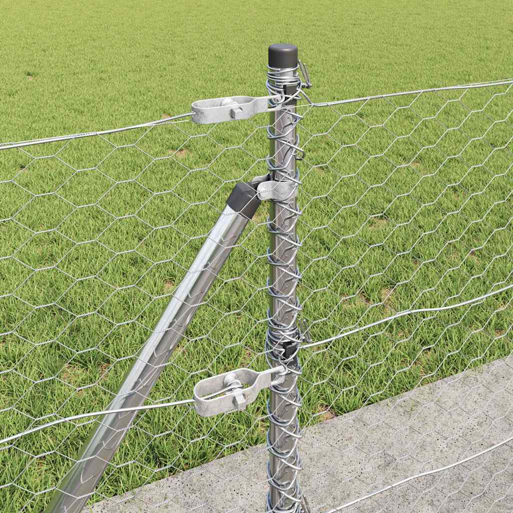 Zaunpfosten Silber 25 x 0,6 m (36 mm Maschen) Stahl