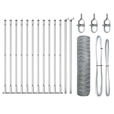 vidaXL Zaunpfosten Silber 25 x 0,6 m (36 mm Maschen) Stahl