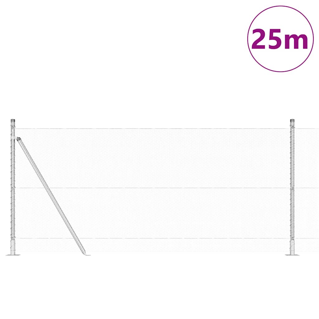 Zaunpfosten Silber 25 x 1 m (13 mm Gewebe) Stahl