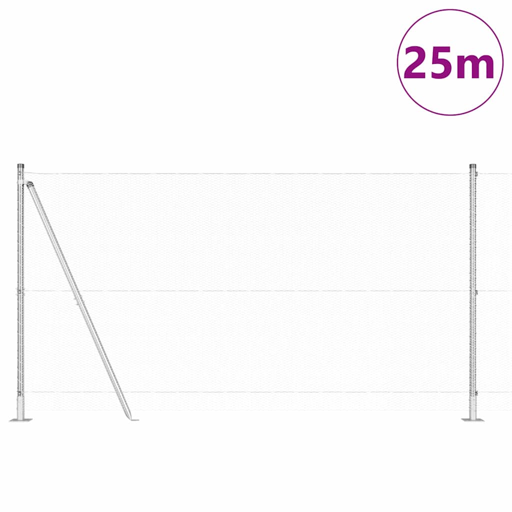 Zaunpfosten Silber 25 x 1,2 m (13 mm Maschen) Stahl