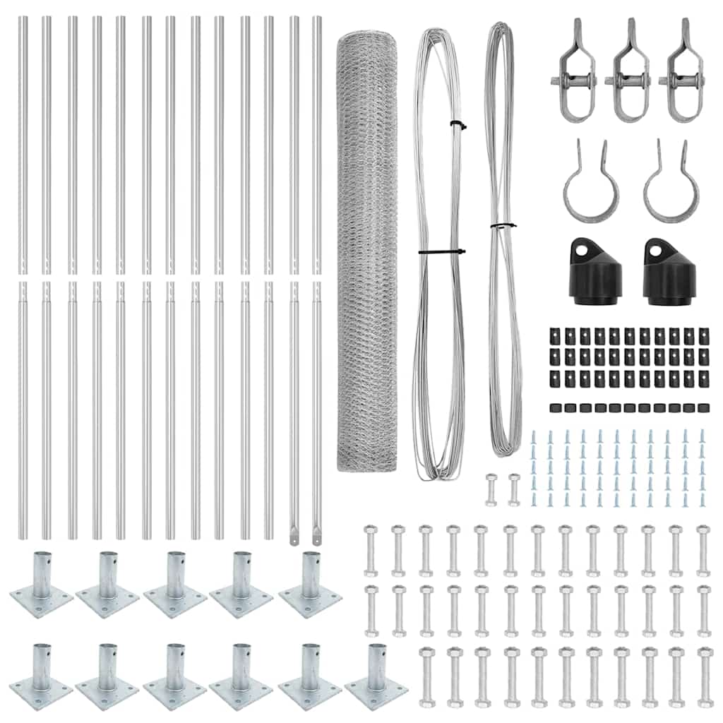 Zaunpfosten Silber 25 x 1,2 m (25 mm Maschen) Stahl