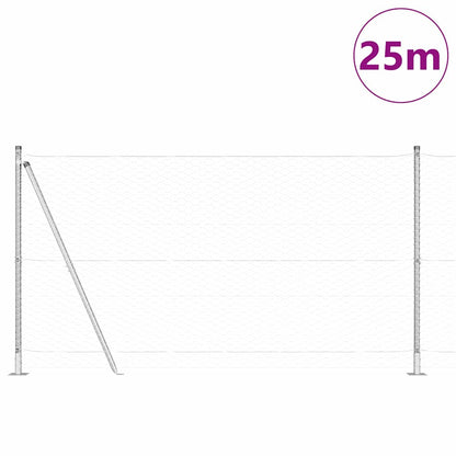 Zaunpfosten Silber 25 x 1,2 m (36 mm Netz) Stahl