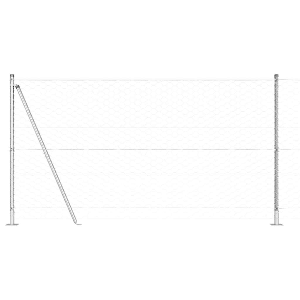 Zaunpfosten Silber 25 x 1,2 m (50 mm Maschen) Stahl