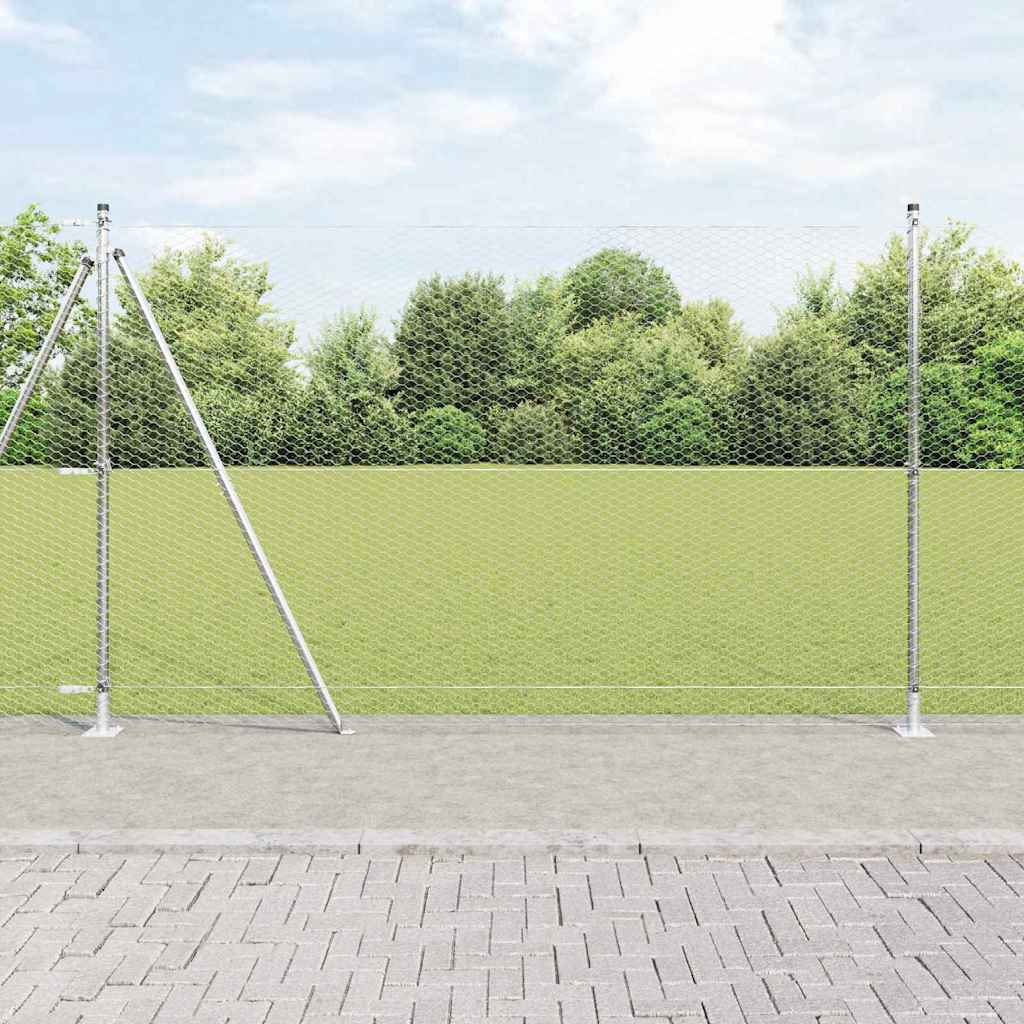 vidaXL Zaunpfosten Silber 25 x 1,5 m (25 mm Gitter) Stahl