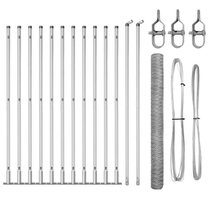 Zaunpfosten Silber 25 x 1,5 m (50 mm Maschen) Stahl