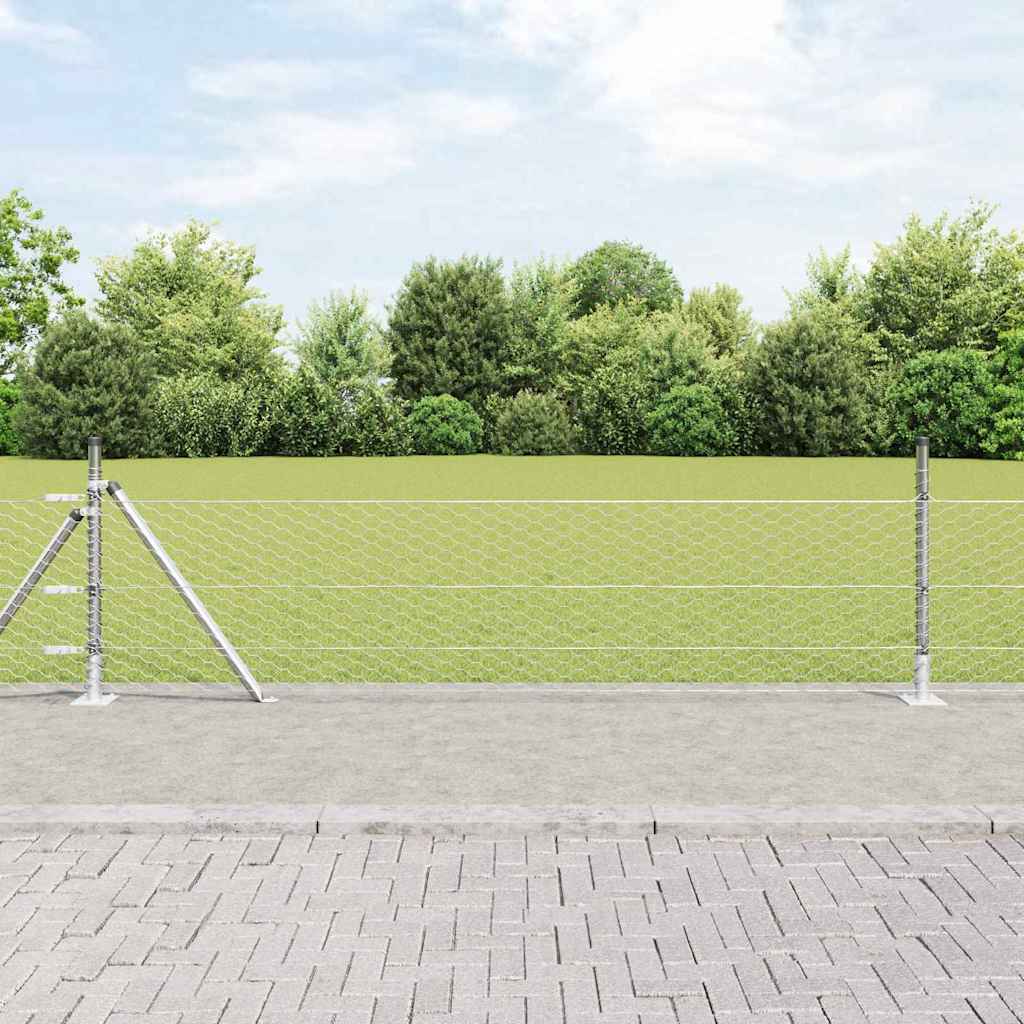vidaXL Zaunpfosten Silber 50 x 0,4 m (36 mm Maschen) Stahl