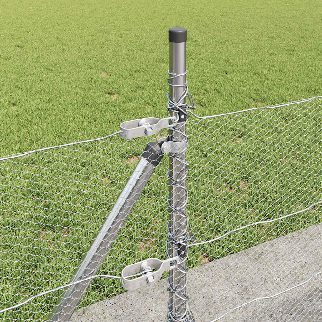 vidaXL Zaunpfosten Silber 50 x 0,5 m (13 mm Masche) Stahl