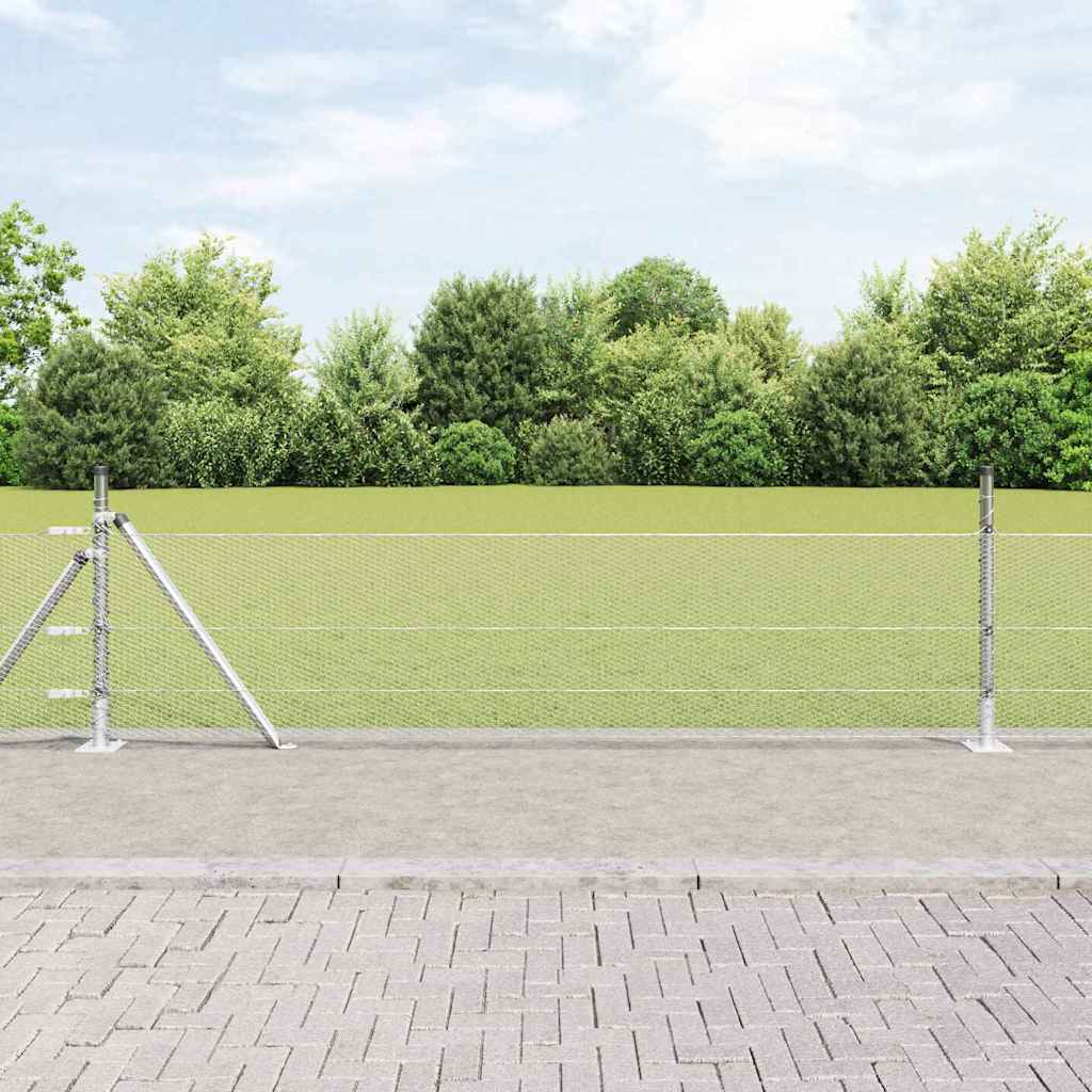 vidaXL Zaunpfosten Silber 50 x 0,5 m (13 mm Masche) Stahl