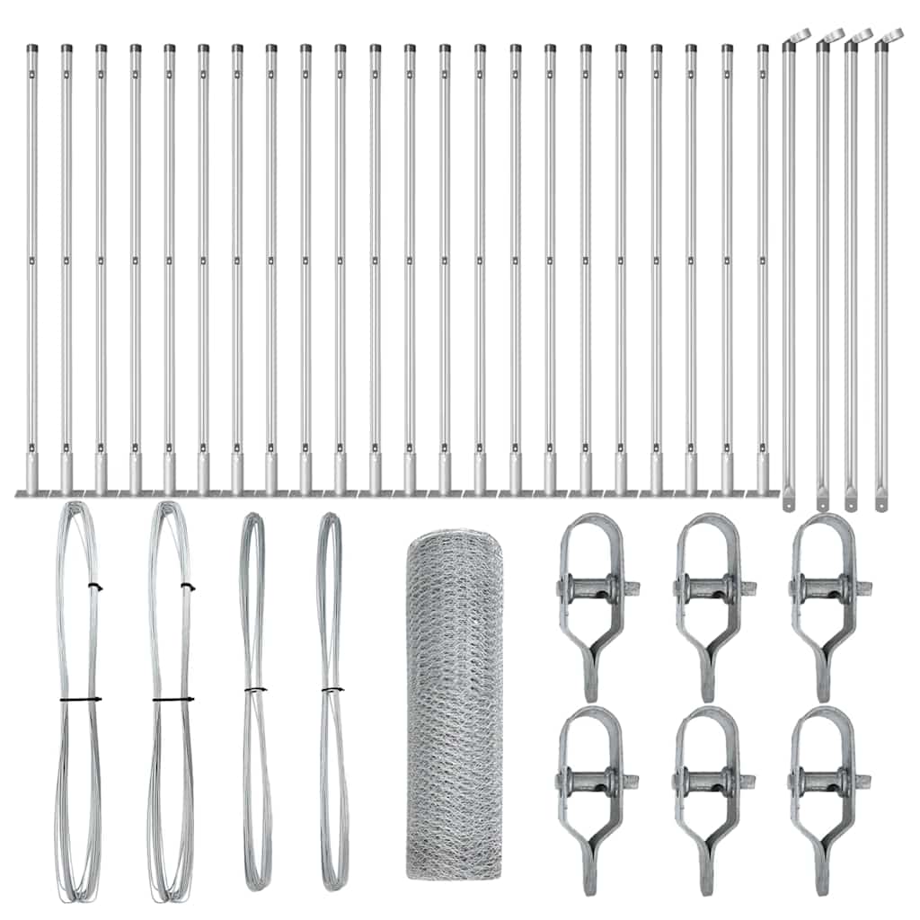 Zaunpfosten Silber 50 x 0,5 m (25 mm Maschen) Stahl