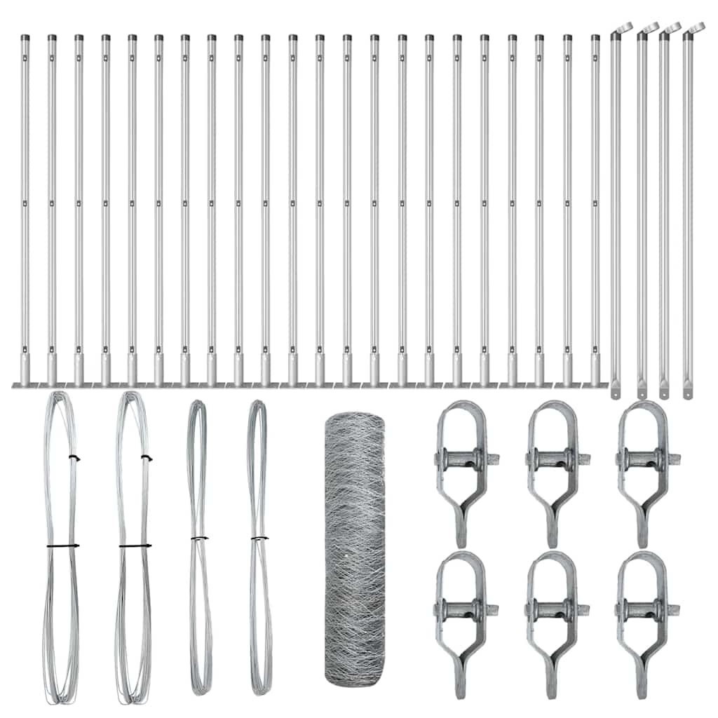 Zaunpfosten Silber 50 x 0,8 m (36 mm Maschen) Stahl